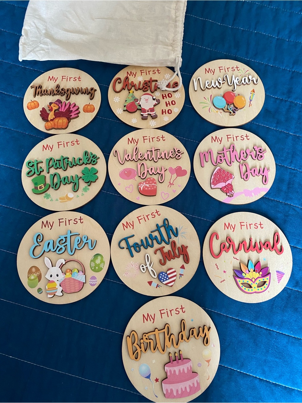My First Holiday Milestone Discs - Assorted Colors, Set of Seasonal Keepsakes